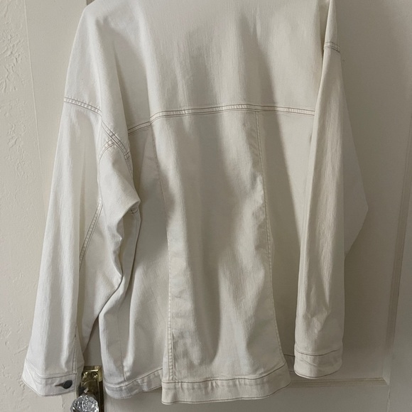 New Eileen Fisher Undyed Organic Cotton Stretch Classic Collar Jean Jacket Sz L - Picture 9 of 11